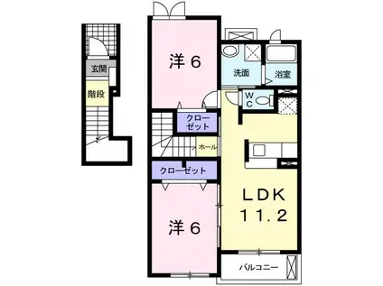 エンジェルクリーク(2LDK/2階)の間取り写真