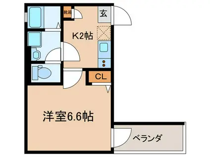 GRACIAS COURT 若江岩田(1K/3階)の間取り写真