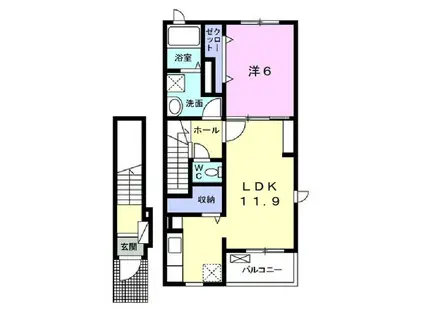 コンフォールつかさ D(1LDK/2階)の間取り写真