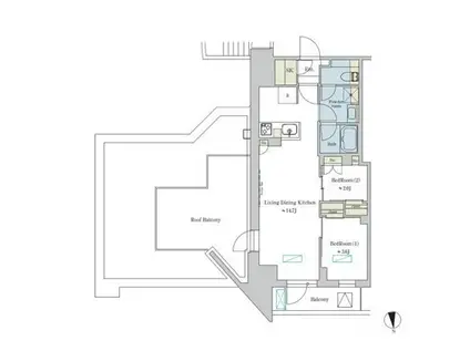 ブリリアイスト浅草(2LDK/15階)の間取り写真