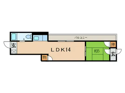 レジデンス城の下(1LDK/1階)の間取り写真