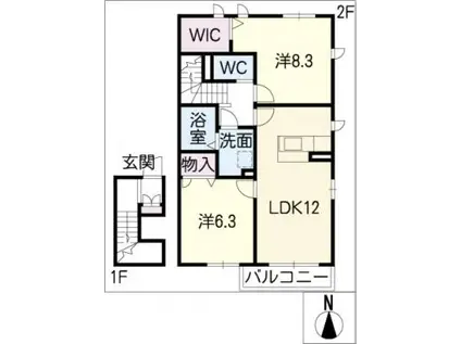 エフォール(2LDK/2階)の間取り写真