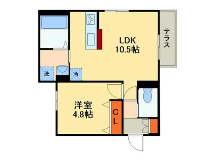 グランディール(1LDK/1階)の間取り写真