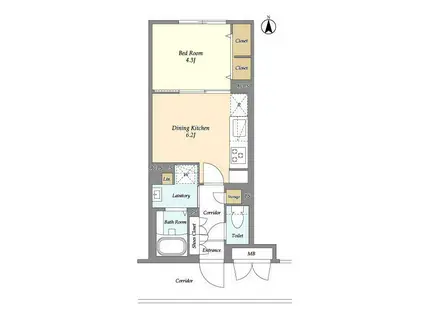 ラクラス中野南台(1DK/2階)の間取り写真