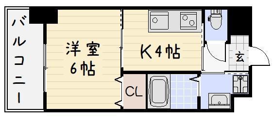 フェルト127(1K/4階)の間取り写真