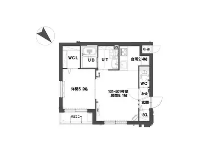 グランメールパインハート豊平(1LDK/1階)の間取り写真