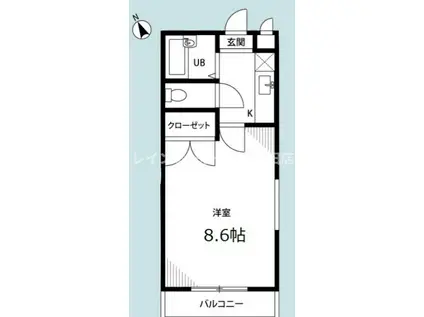 アムールグランシャリオ(1K/2階)の間取り写真