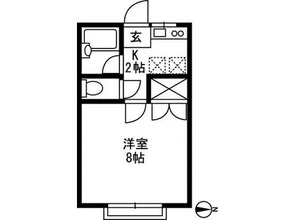 ナギサハイツB(1K/1階)の間取り写真