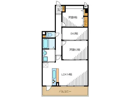 “クオリオ”アイリスパーク(2SLDK/6階)の間取り写真