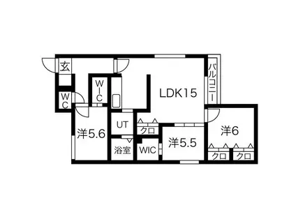 ブランシャール菊水(3LDK/4階)の間取り写真