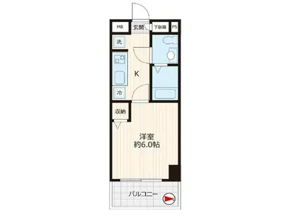 レアレジデンス稲毛(1K/2階)の間取り写真