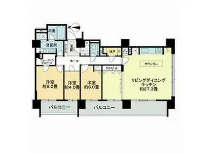 リビオ中島公園アルファタワー(3LDK/9階)の間取り写真