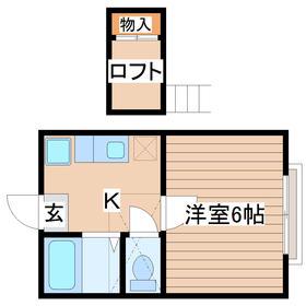 アルム宮千代(1K/2階)の間取り写真