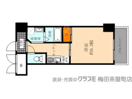 ドゥーエ本庄(1K/8階)の間取り写真