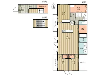 OHANA(3LDK/3階)の間取り写真