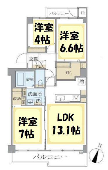 EVERTOW COLORE SENGENDAI(3LDK/2階)の間取り写真