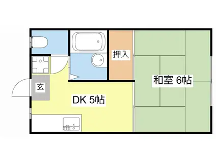 ARK五個荘I・II(1DK/2階)の間取り写真
