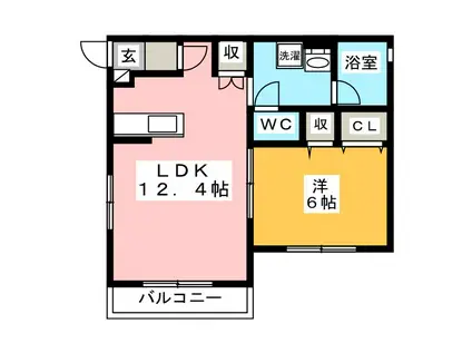 FKZM(1LDK/1階)の間取り写真