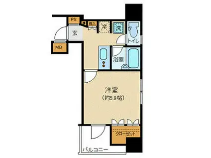 プレール・ドゥーク八丁堀(1K/6階)の間取り写真