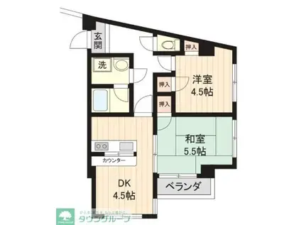 BRIGHT HILLS調布(2DK/3階)の間取り写真