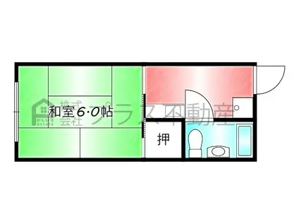 杉坂ハイツ B棟(1K/2階)の間取り写真