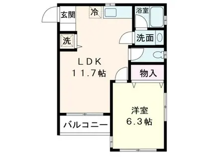 ディアコート荻窪(1LDK/1階)の間取り写真