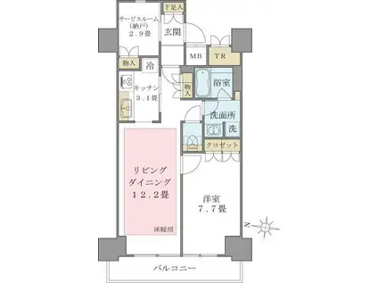 BRILLIA IST 東雲キャナルコート(1SLDK/7階)の間取り写真