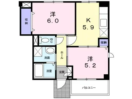 ルミエール(2K/1階)の間取り写真