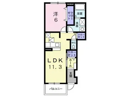 アルテーリア(1LDK/1階)の間取り写真