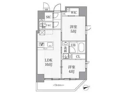 CAVANA浅草橋(2LDK/10階)の間取り写真