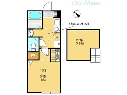 アーバーブルーエコ(1K/2階)の間取り写真