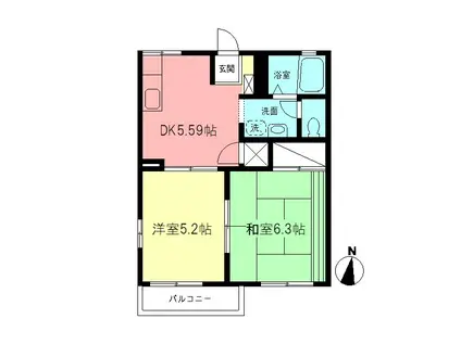 サンモールSANO(2K/2階)の間取り写真