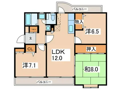 クレール湘南台(3LDK/4階)の間取り写真
