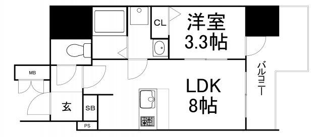 プレサンス桜ノ宮イーサリアル(1LDK/5階)の間取り写真
