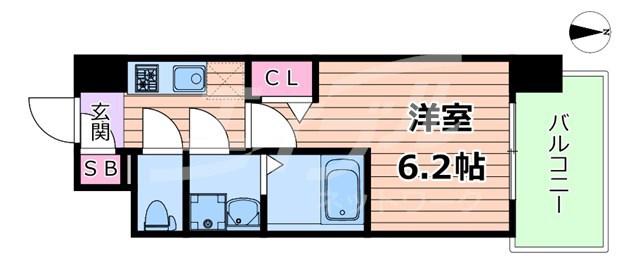 エスリード大阪城イースト(1K/12階)の間取り写真