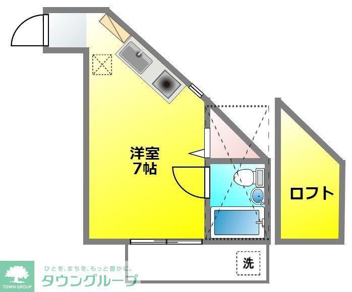 ベルハイム南ヶ丘(ワンルーム/1階)の間取り写真