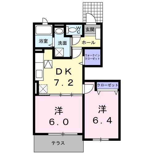 モニックファミューB(2DK/1階)の間取り写真