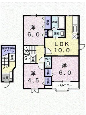ハ-モニ-高岡I(3LDK/2階)の間取り写真