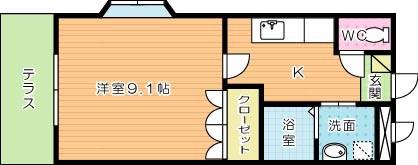 アメニティ徳力(1K/1階)の間取り写真