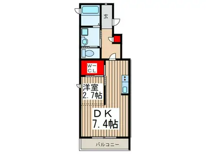 プレヤーデン(1DK/2階)の間取り写真