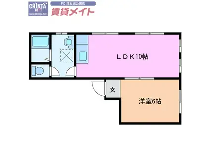 ひまわり荘2(1DK/1階)の間取り写真