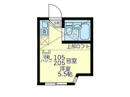 ユナイト藤崎ビッシーガの杜(ワンルーム/2階)の間取り写真