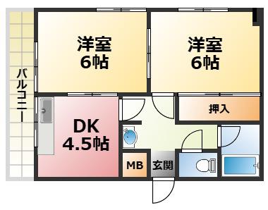 アムール曙(2DK/3階)の間取り写真