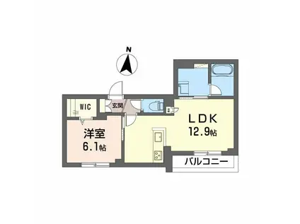 イムーブルII(1LDK/3階)の間取り写真