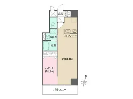 フレア・F(ワンルーム/2階)の間取り写真