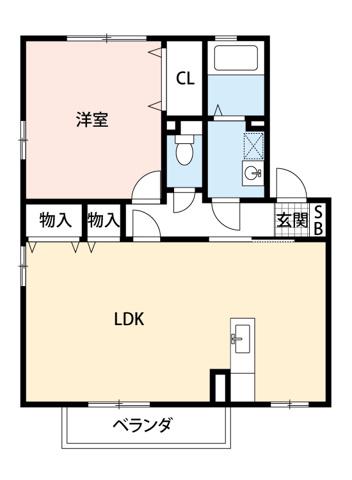 ボヌールI(1LDK/2階)の間取り写真