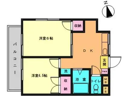 テラス井土ヶ谷(2DK/1階)の間取り写真