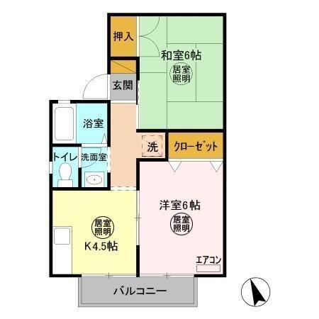 セジュールAI(2K/1階)の間取り写真