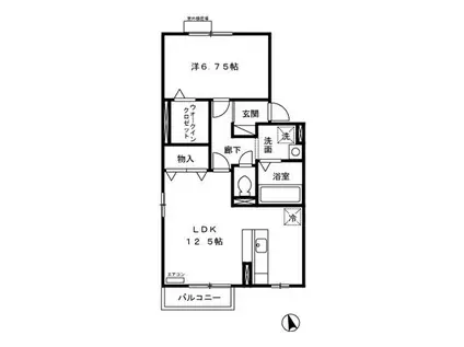 グリシーヌB(1LDK/2階)の間取り写真
