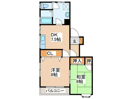 マンションはなみち(2DK/2階)の間取り写真
